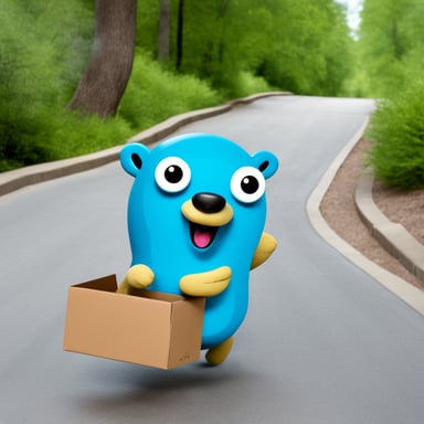 Go Blue Gopher is running to deliver mails.