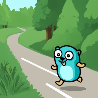 Go Blue Gopher is running to deliver mails.