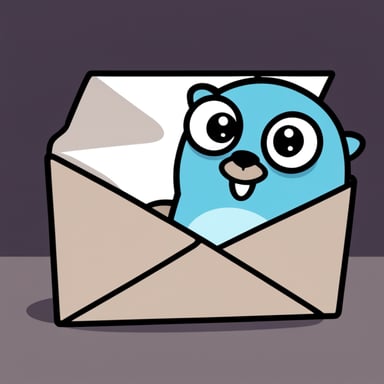 An envelope blue light with Go Blue Gopher's face.