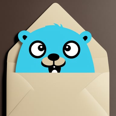 An envelope blue light with Go Blue Gopher's face.