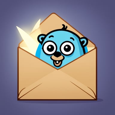 An envelope blue light with Go Blue Gopher's face.