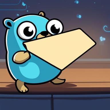 An envelope emits blue light with Go Blue Gopher's face on it.