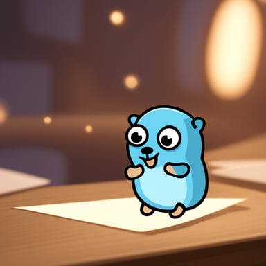 An envelope emits blue light with Go Blue Gopher's face on it.