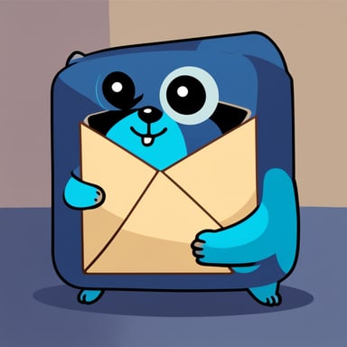 An envelope emits blue light with Go Blue Gopher's face on it.