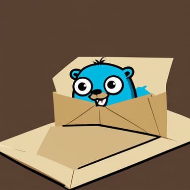 An envelope emits blue light with Go Blue Gopher's face on it.