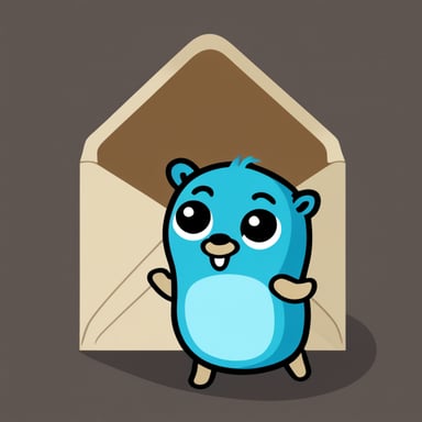 An envelope emits blue light with Go Blue Gopher's face on it.