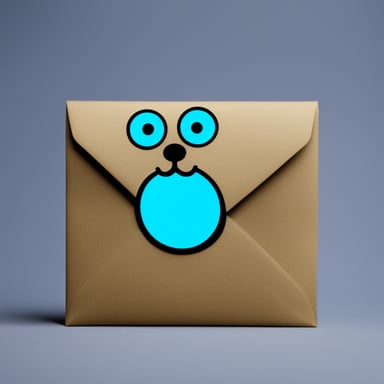 An envelope emits blue light with Go Blue Gopher's face on it.