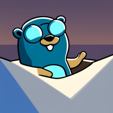 An envelope emits blue light with Go Blue Gopher's face on it.