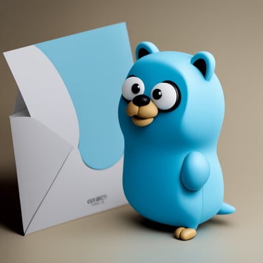 An envelope emits blue light with Go Blue Gopher's face on it.