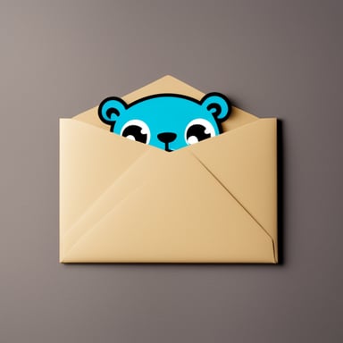 An envelope emits blue light with Go Blue Gopher's face on it.
