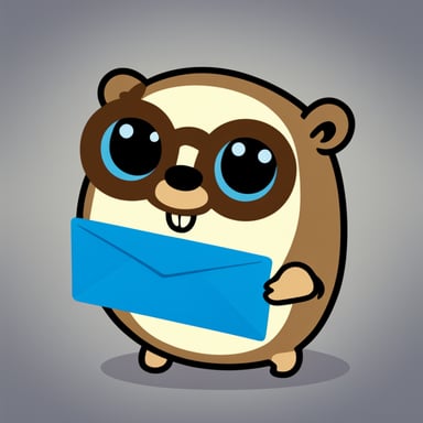 An envelope emits blue light with Go Blue Gopher's face on it.