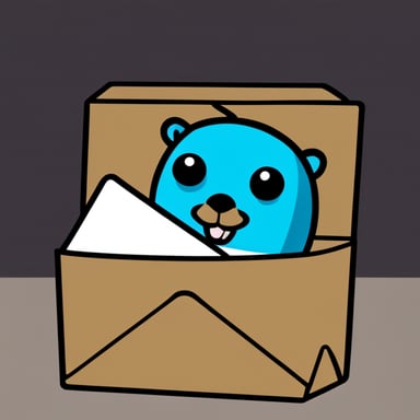 An envelope emits blue light with Go Blue Gopher's face on it.