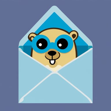 An envelope emits blue light with Go Blue Gopher's face on it.