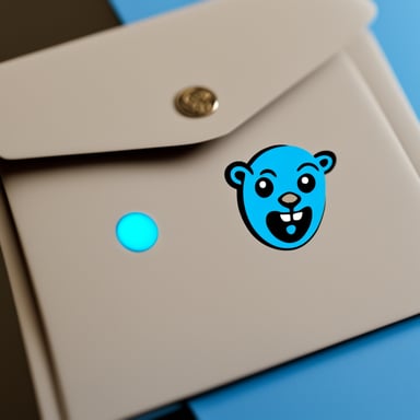 An envelope emits blue light with Go Blue Gopher's face on it.