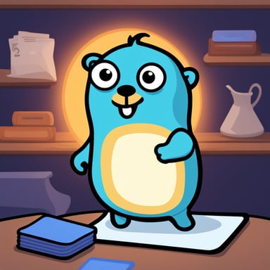 An envelope emits blue light with Go Blue Gopher's face on it.