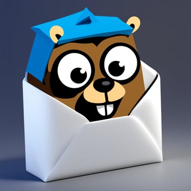 An envelope emits blue light with Go Blue Gopher's face on it.