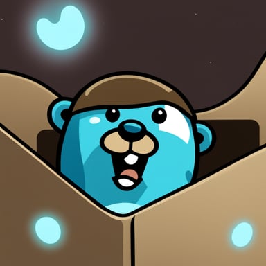 An envelope emits blue light with Go Blue Gopher's face on it.