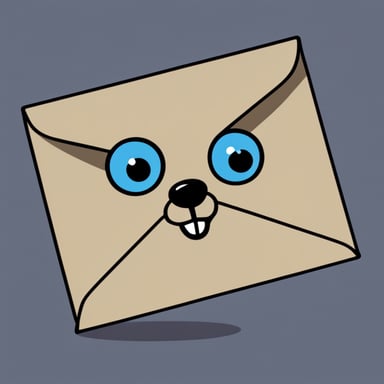 An envelope emits blue light with Go Blue Gopher's face on it.