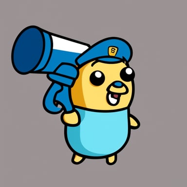 Can you make Go Blue Gopher light blue, speaking through a megaphone?