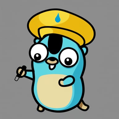 Can you make Go Blue Gopher light blue, speaking through a megaphone?