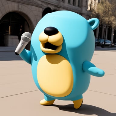 Can you make Go Blue Gopher light blue, speaking through a megaphone?