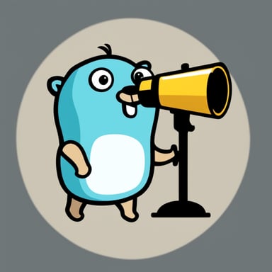 Go Blue Gopher can be depicted as light blue, speaking through a megaphone.