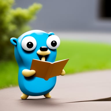 Go Blue Gopher holding up a letter, sending a message to another gopher who is reading the notification.