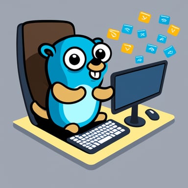 Go Blue Gopher sitting at a control panel with screens showing email and SMS icons flying to their destinations.