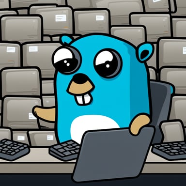 Go Blue Gopher sits at a control panel, managing a flurry of email and SMS icons as they zoom off to their destinations.
