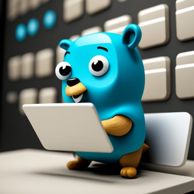 Go Blue Gopher sits at a control panel, managing a flurry of email and SMS icons as they zoom off to their destinations.