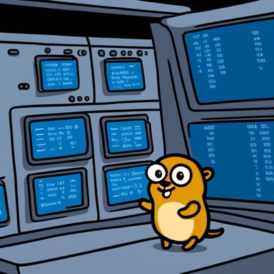 Go Blue Gopher sitting at a control panel with screens showing email and SMS icons flying to their destinations.