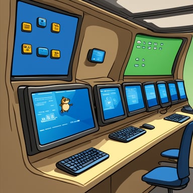 Go Blue Gopher sitting at a control panel with screens showing email and SMS icons flying to their destinations.