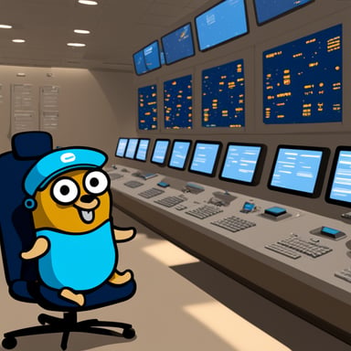 Go Blue Gopher is sitting at a control panel with screens showing email and SMS icons flying to their destinations.
