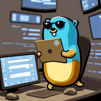 Go Blue Gopher sitting at a control panel with screens showing email and SMS icons flying to their destinations.