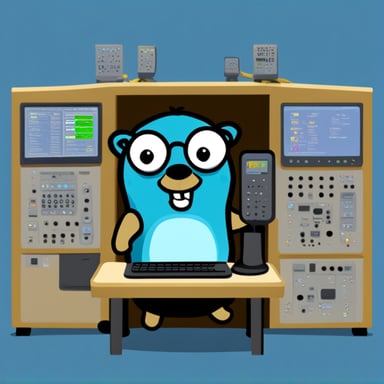 Go Blue Gopher sitting at a control panel with screens showing email and SMS icons flying to their destinations.