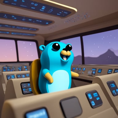 Go Blue Gopher sitting at a control panel with screens showing email and SMS icons flying to their destinations.