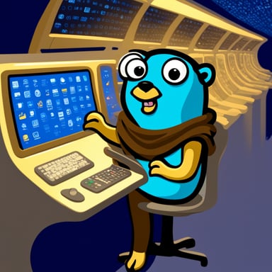 Go Blue Gopher sitting at a control panel with screens showing email and SMS icons flying to their destinations.