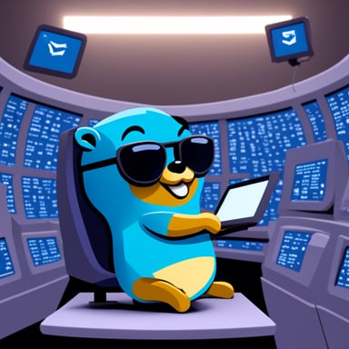 Go Blue Gopher sitting at a control panel with screens showing email and SMS icons flying to their destinations.