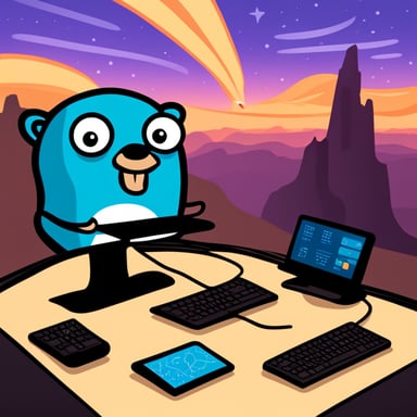 Go Blue Gopher sitting at a control panel, with screens showing email and SMS icons flying to their destinations.