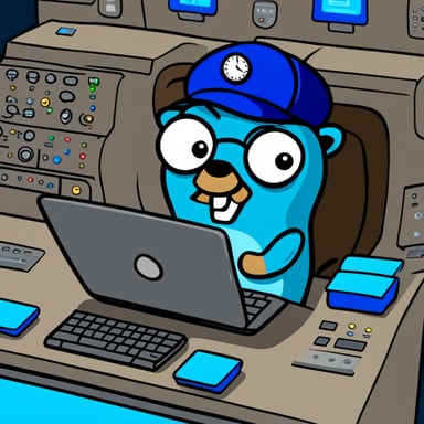 Go Blue Gopher sitting at a control panel, with screens showing email and SMS icons flying to their destinations.