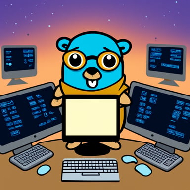 Go Blue Gopher sitting at a control panel with screens showing email and SMS icons flying to their destinations.