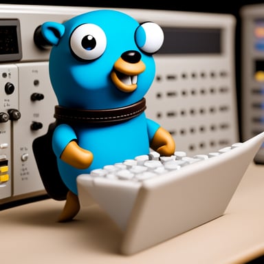 Go Blue Gopher sitting at a control panel with screens showing email and SMS icons flying to their destinations.