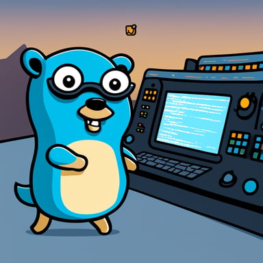 Go Blue Gopher sitting at a control panel with screens showing email and SMS icons flying to their destinations.