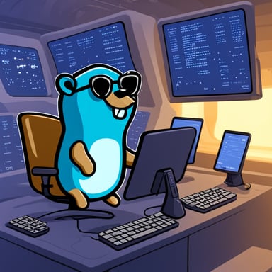 Go Blue Gopher sitting at a control panel with screens showing email and SMS icons flying to their destinations.