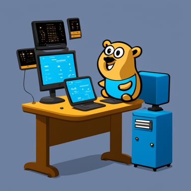 Go Blue Gopher sitting at a control panel with screens showing email and SMS icons flying to their destinations.