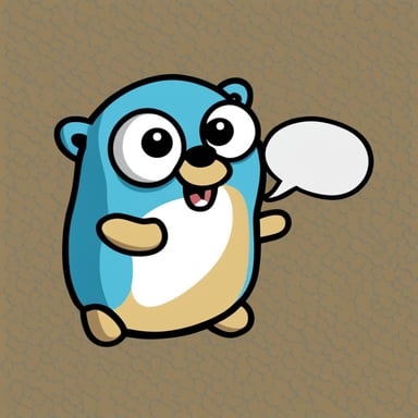 A cute Go Blue Gopher popping out of an envelope or message bubble, waving hello.