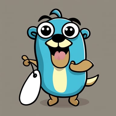 A cute Go Blue Gopher popping out of an envelope or message bubble, waving hello.
