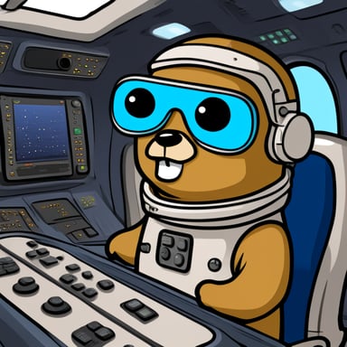 Go Blue Gopher, clad in an astronaut suit, sits at the spaceship's control panel, with screens around them showing emails and SMS icons speeding towards their destinations.