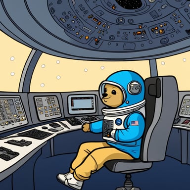 Go Blue Gopher, clad in an astronaut suit, sits at the spaceship's control panel, with screens around them showing emails and SMS icons speeding towards their destinations.