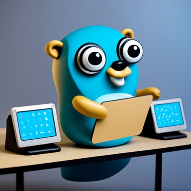 Go Blue Gopher sitting at a control panel with screens showing email and SMS icons flying to their destinations.